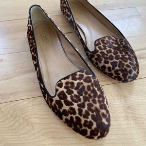 J. Crew Collection Leopard Calf Hair Leather Loafers 7.5